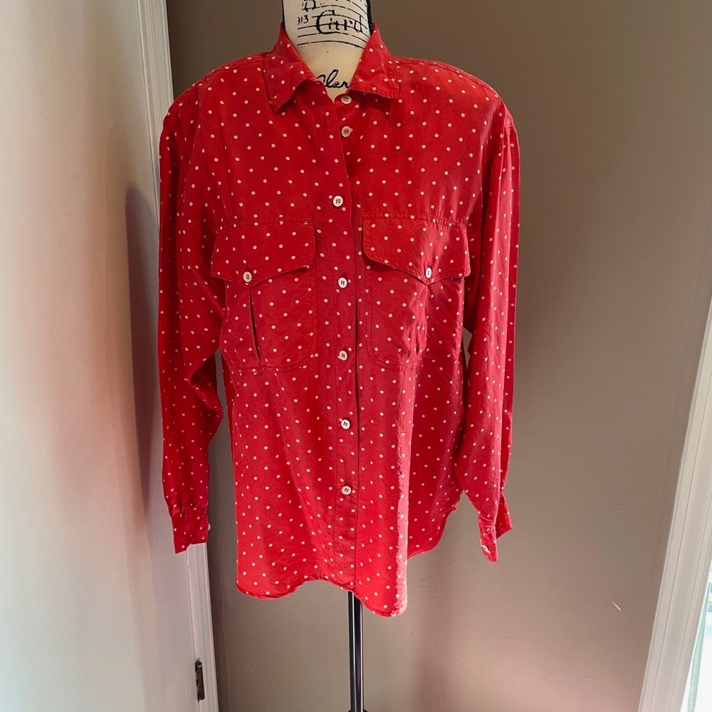 Vintage First Issue polka dot silk blouse